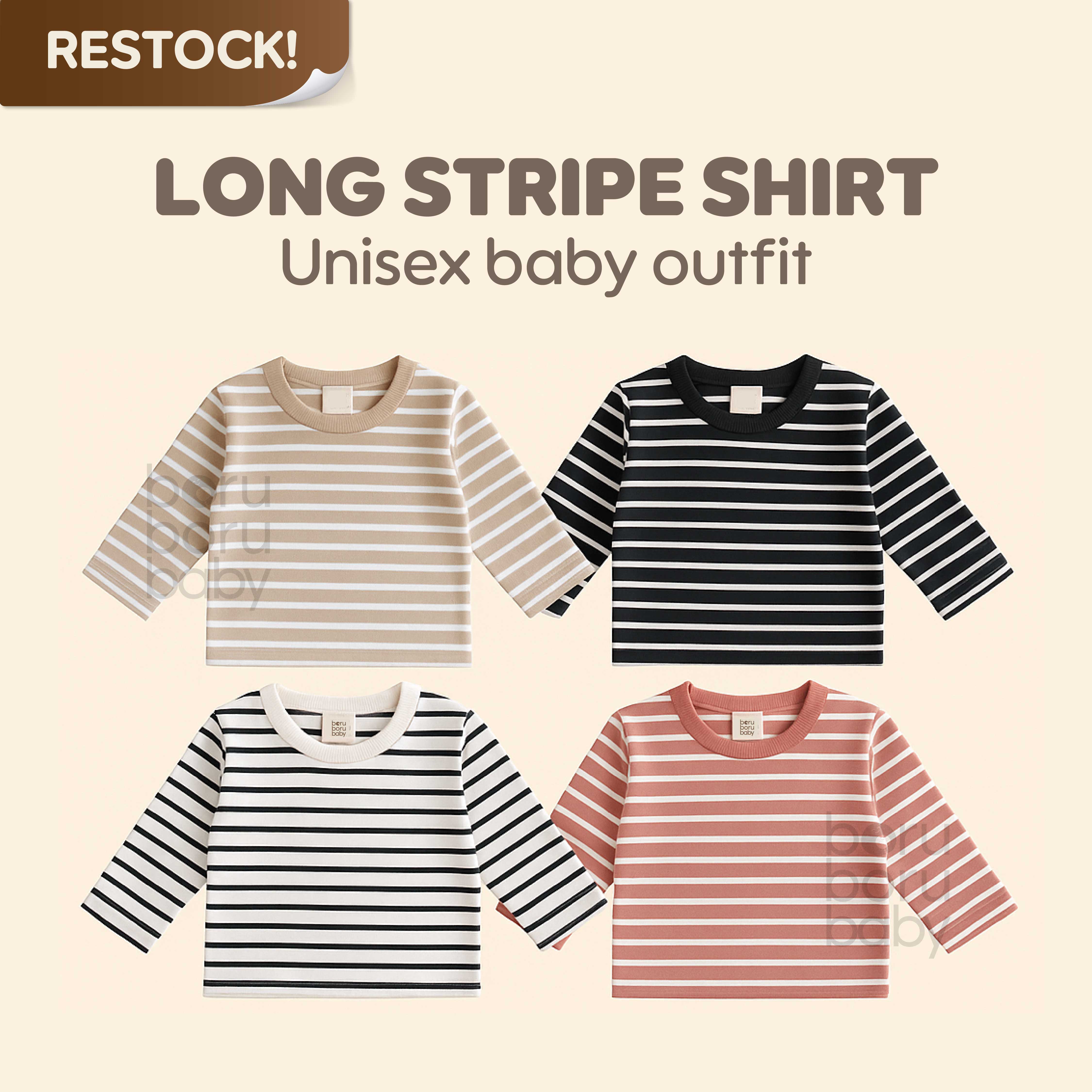 Baby Strip Shirt - Kaos Tangan Panjang Polos Stripe Bayi - Tshirt Long Sleeve Pattern Garis Mix Match