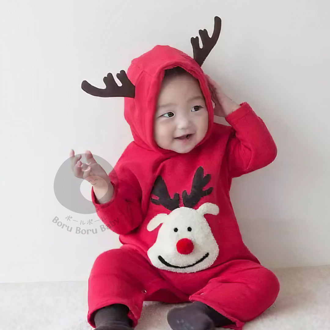 Baju bayi natal - Red Rudolf Christmas - kostum natal bayi