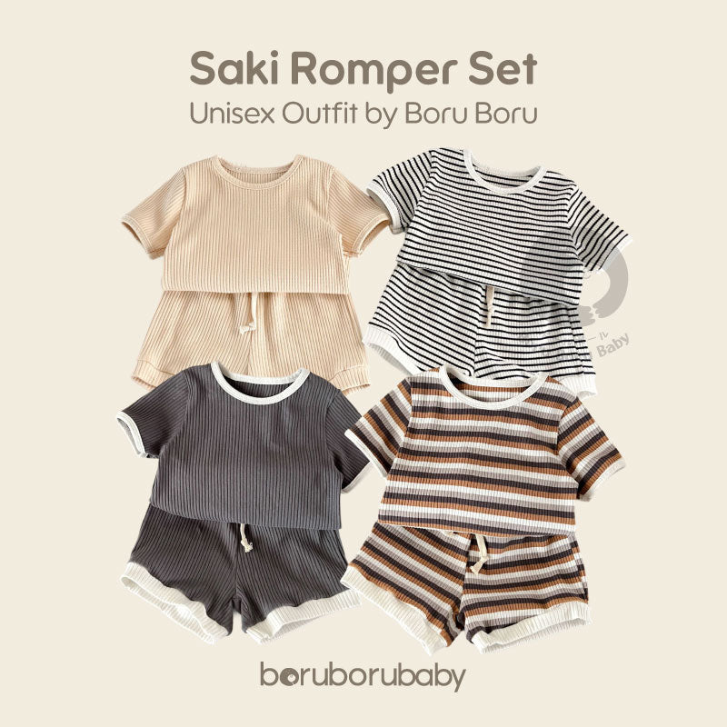 Saki Baby Summer Set UNISEX - Paket Baju Celana Setelan Bayi Musim Gugur