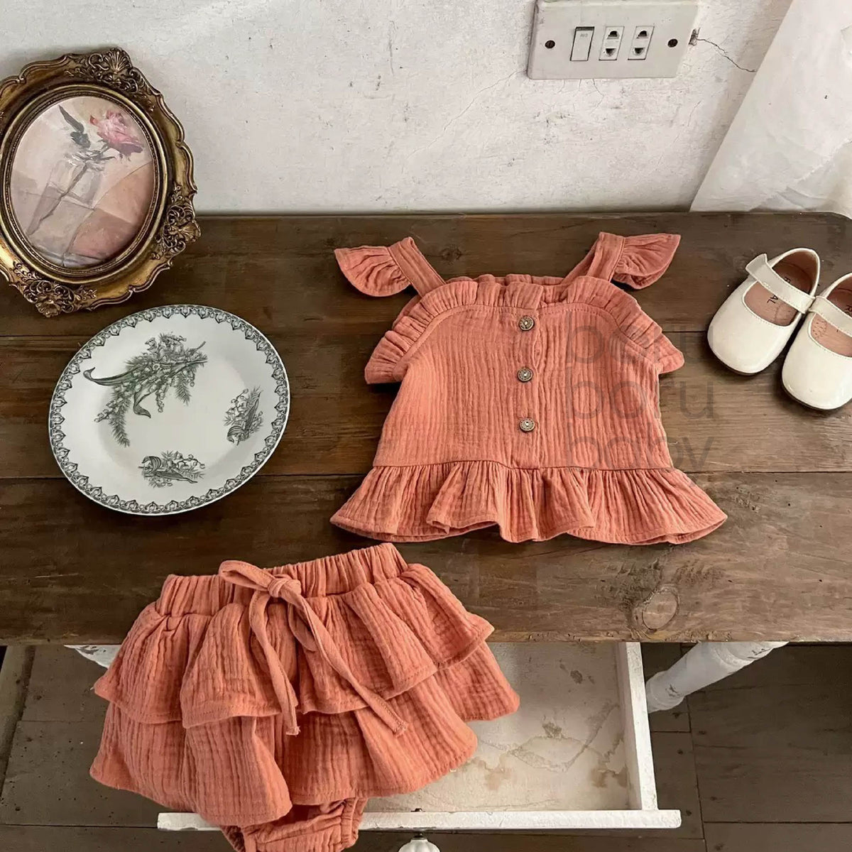 KARIN Shirt Set - Kaos Celana Bayi Perempuan - Baju Tangan Kutung Anak Perempuan