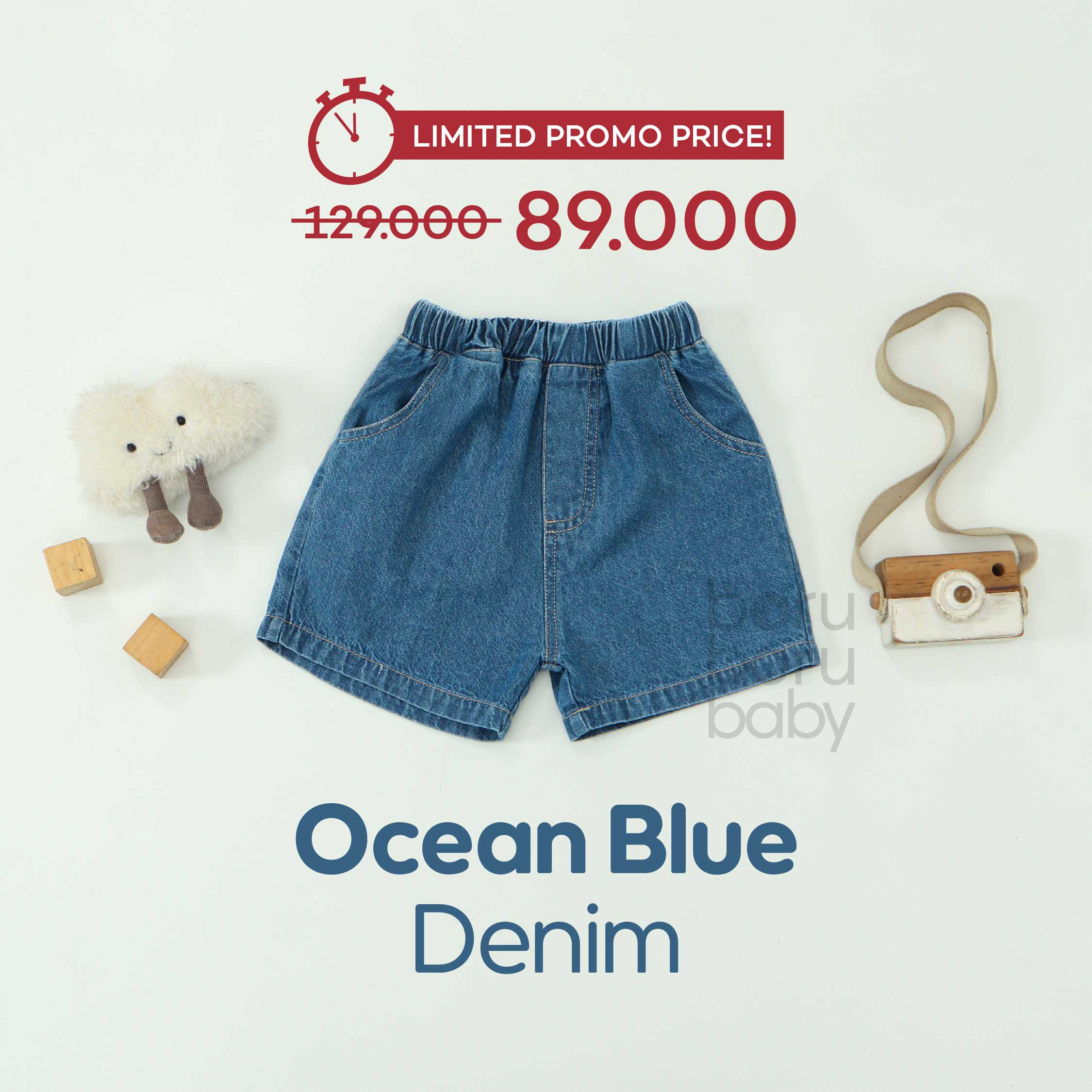 Paket Bundling - Bundling Long Stripe Tshirt & Denim Short Pants - Baju Bayi Celana Anak