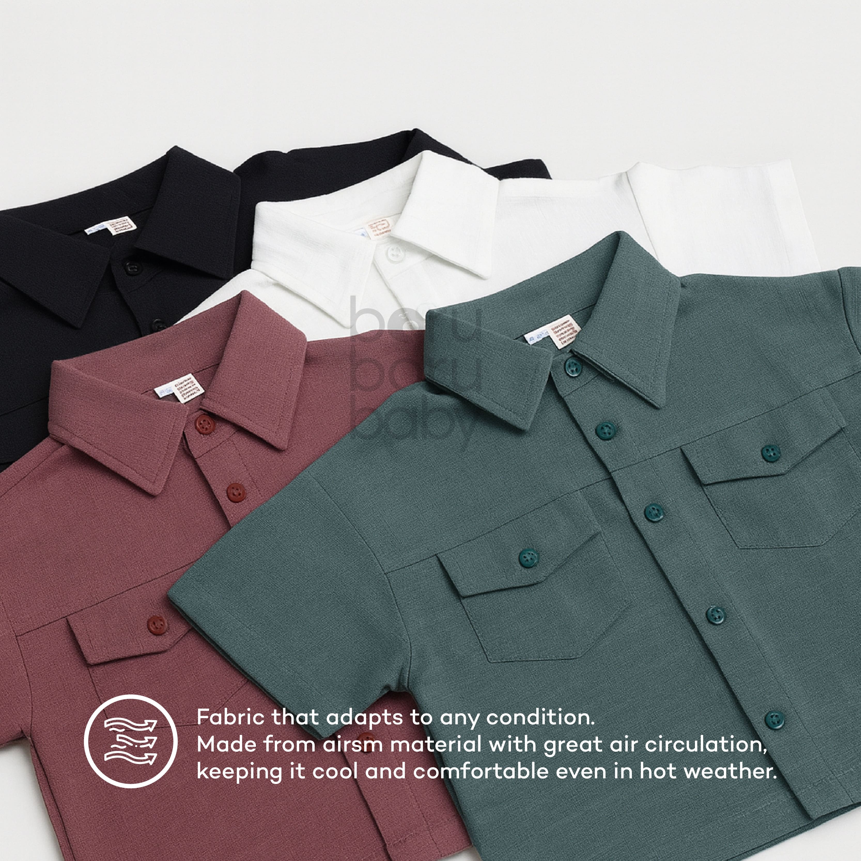 Boxy Linen Work Shirt - Kemeja boxy bayi & anak - Kemeja oversize