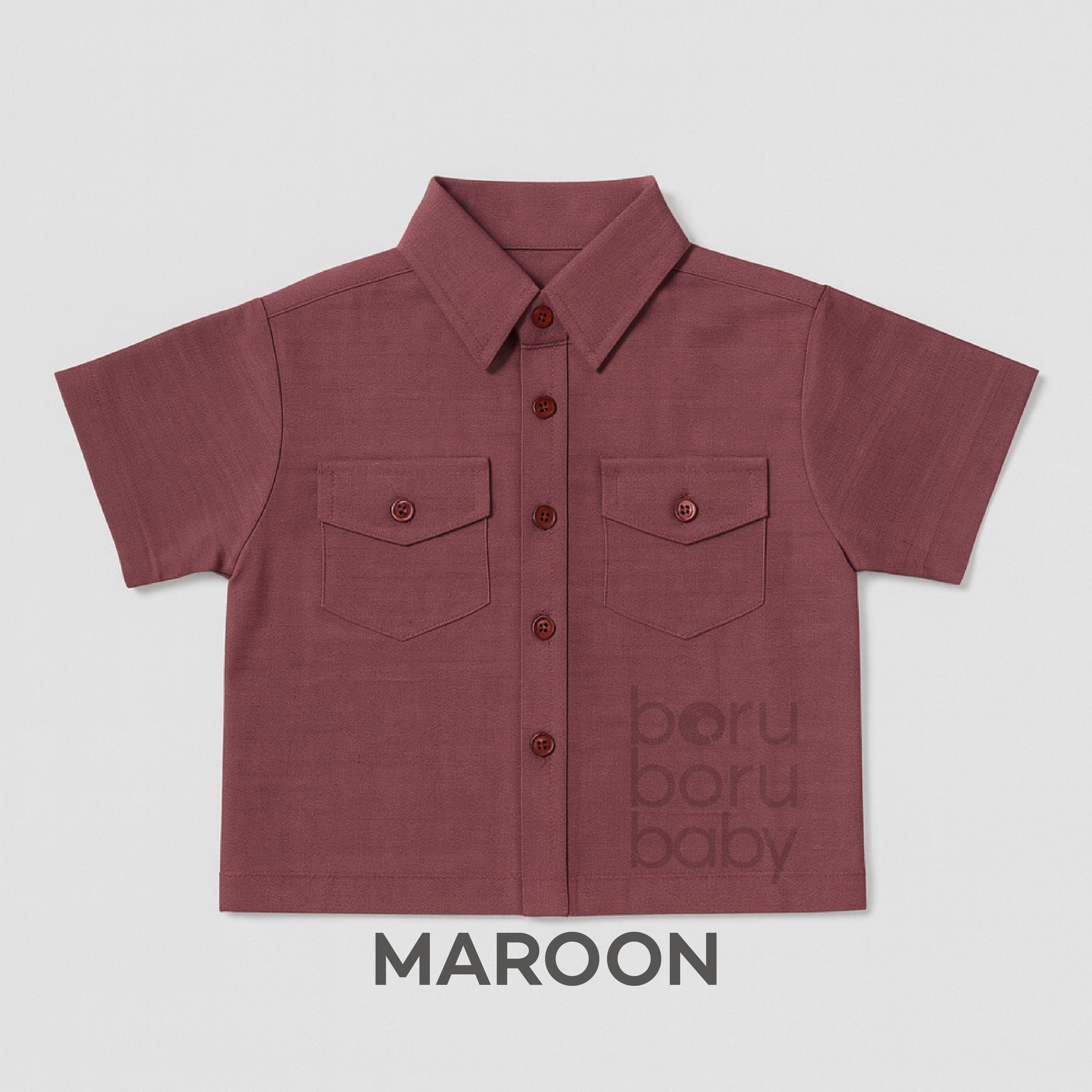 Boxy Linen Work Shirt - Kemeja boxy bayi & anak - Kemeja oversize