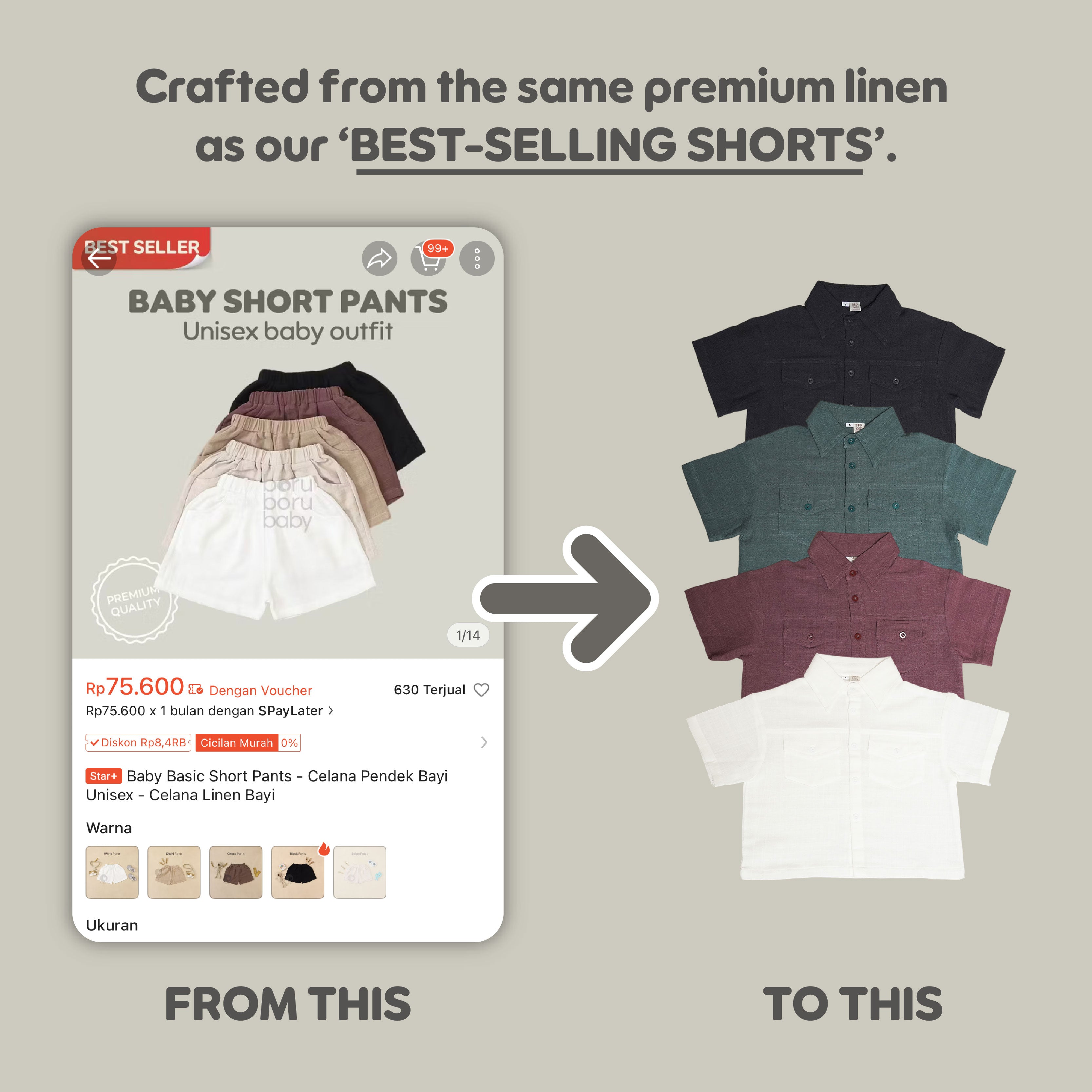 Boxy Linen Work Shirt - Kemeja boxy bayi & anak - Kemeja oversize