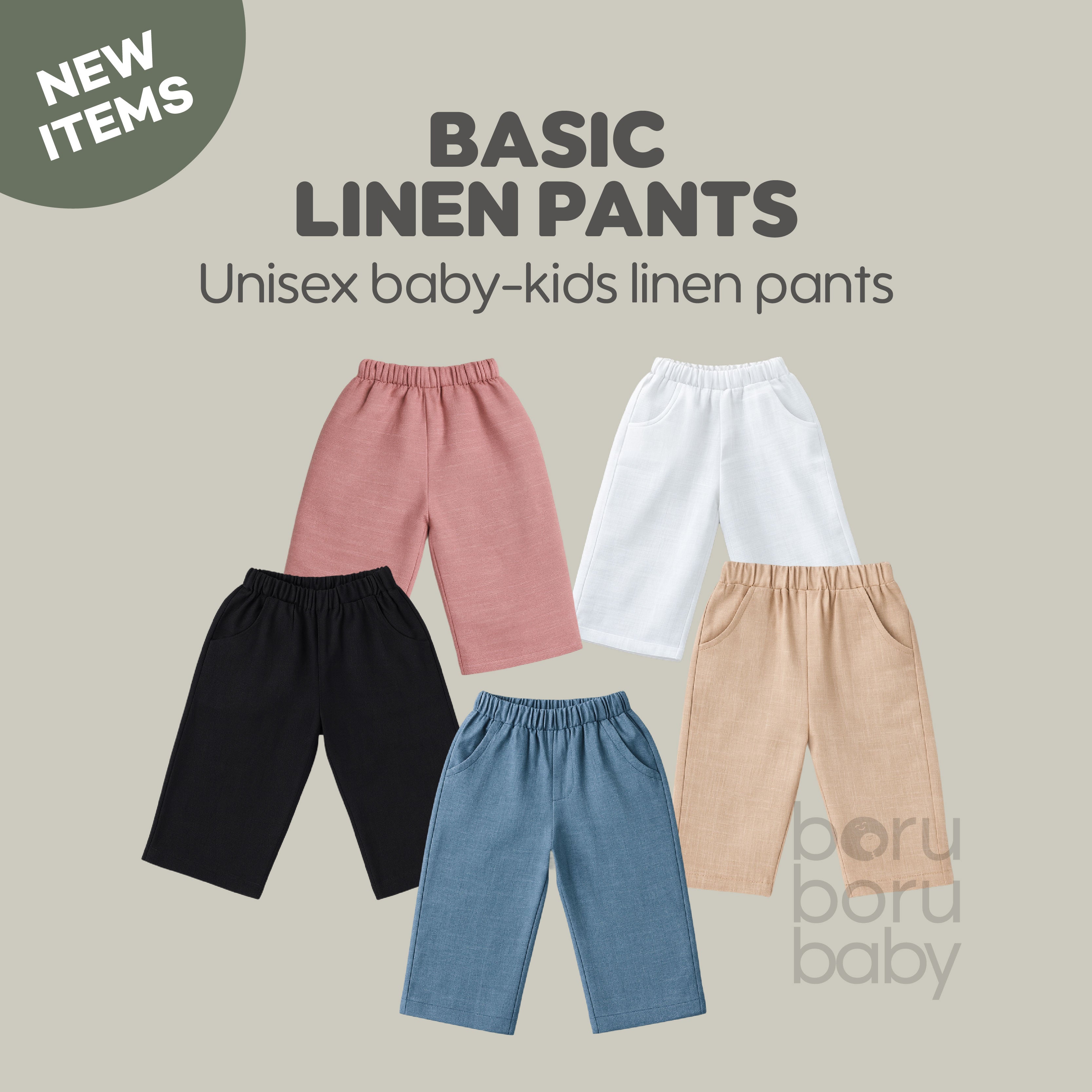 Basic Linen Long Pants - Celana panjang linen bayi & anak - Celana kulot unisex