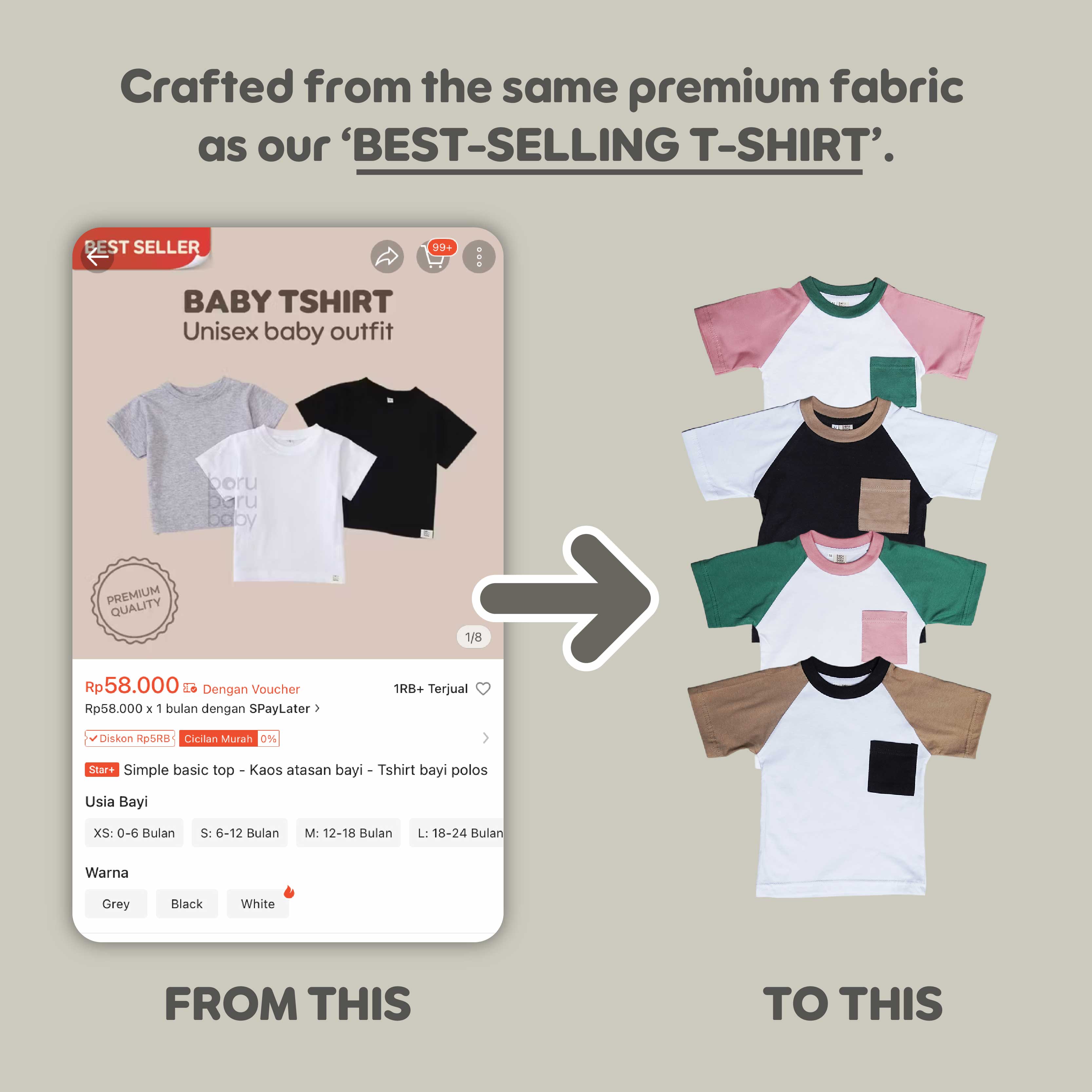 Mimo Raglan Tshirt - Kaos kombinasi basic bayi & anak - Oversize shirt