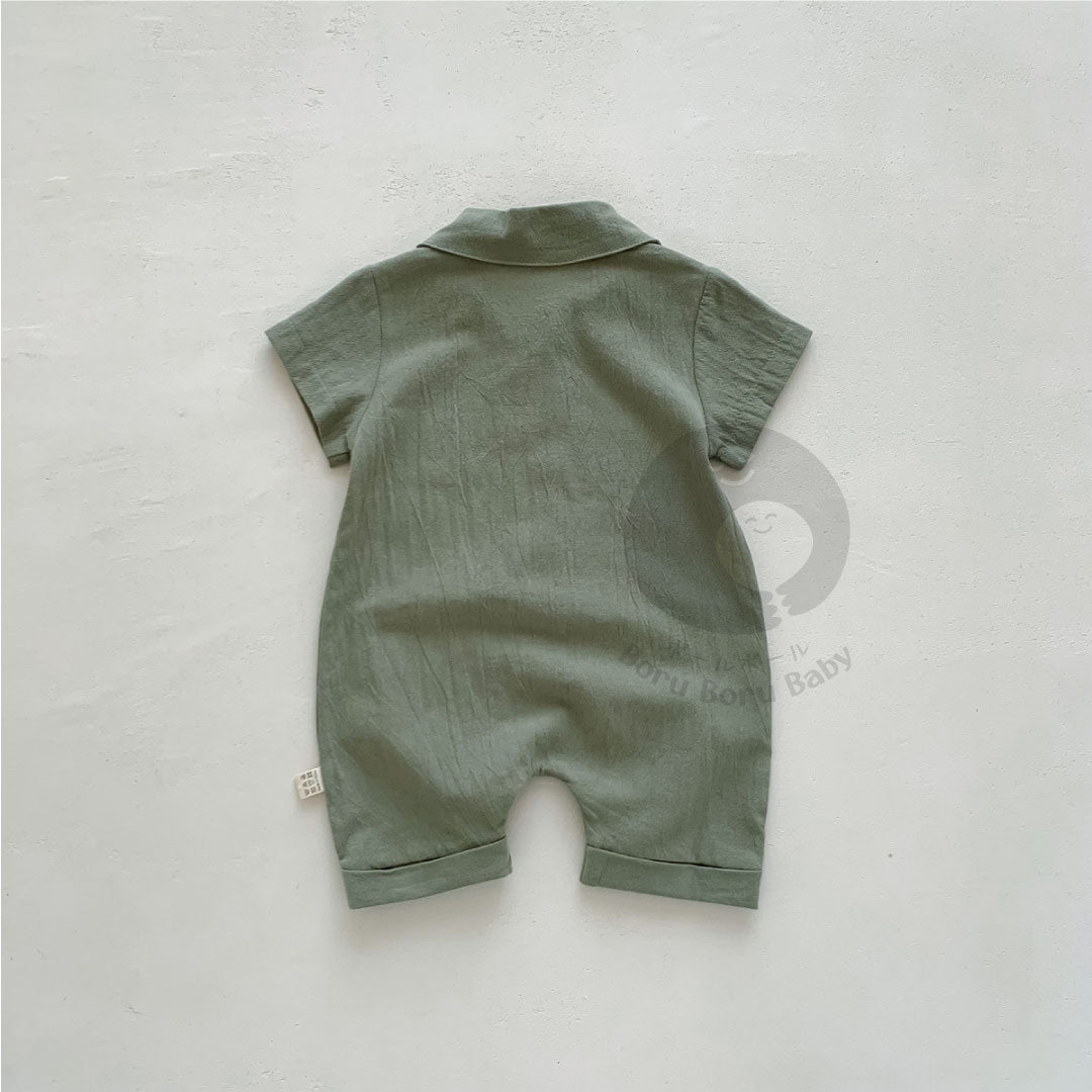 Kemaja Jumpsuit Baby Bailey UNISEX - Kemeja Terusan Bayi - Kemeja Linen Bayi
