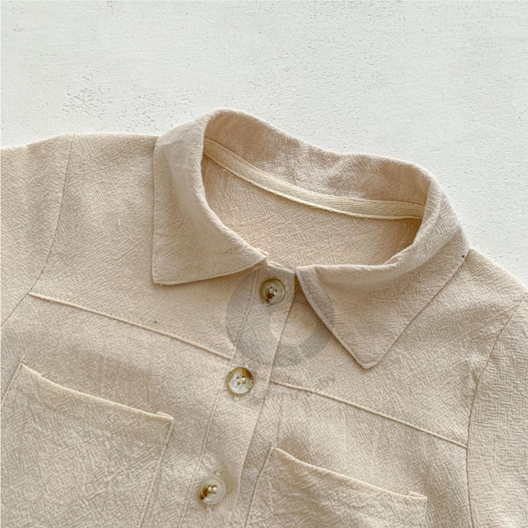 Kemaja Jumpsuit Baby Bailey UNISEX - Kemeja Terusan Bayi - Kemeja Linen Bayi