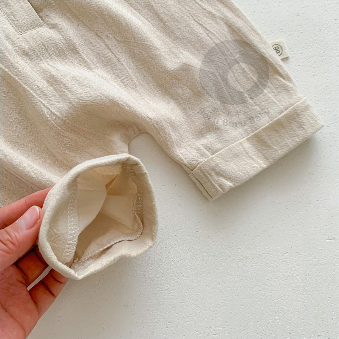 Kemaja Jumpsuit Baby Bailey UNISEX - Kemeja Terusan Bayi - Kemeja Linen Bayi