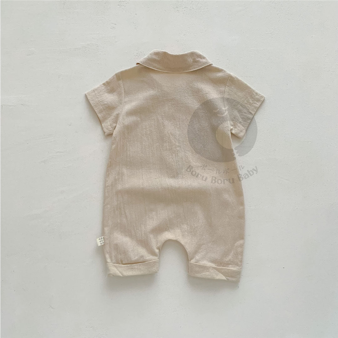 Kemaja Jumpsuit Baby Bailey UNISEX - Kemeja Terusan Bayi - Kemeja Linen Bayi