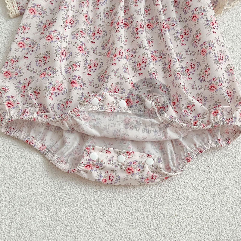Kathleen Baby Girl Romper - Baju Bayi Japanese Style - Dress Anak Pink Coral