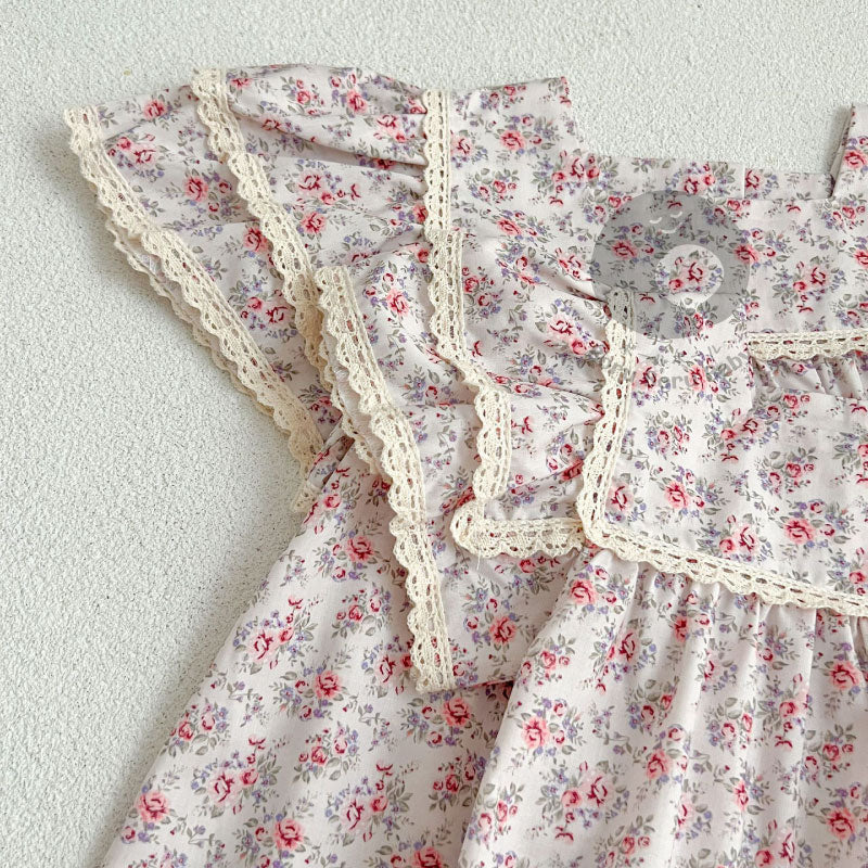 Kathleen Baby Girl Romper - Baju Bayi Japanese Style - Dress Anak Pink Coral