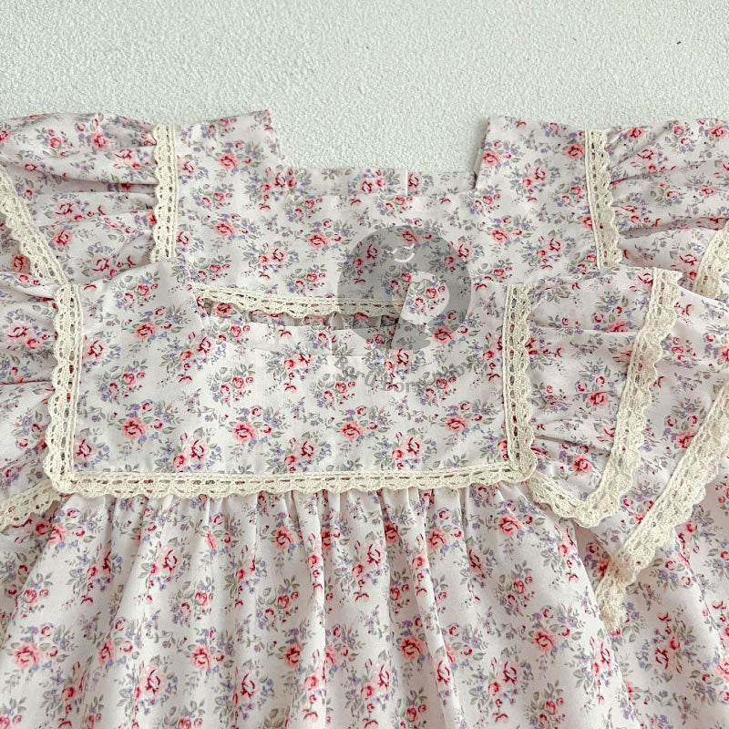 Kathleen Baby Girl Romper - Baju Bayi Japanese Style - Dress Anak Pink Coral