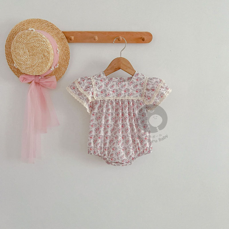 Kathleen Baby Girl Romper - Baju Bayi Japanese Style - Dress Anak Pink Coral