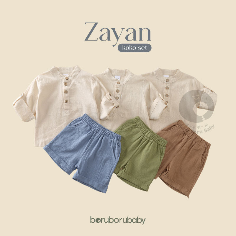 Baju Bayi Muslim Paket - Zayan Baju Koko Set - Kemeja Celana Casual