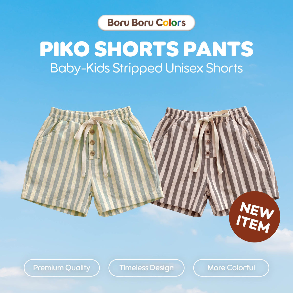 Piko Short Kids Pants - Celana Pendek Anak Stripe - Celana Tropis Anak