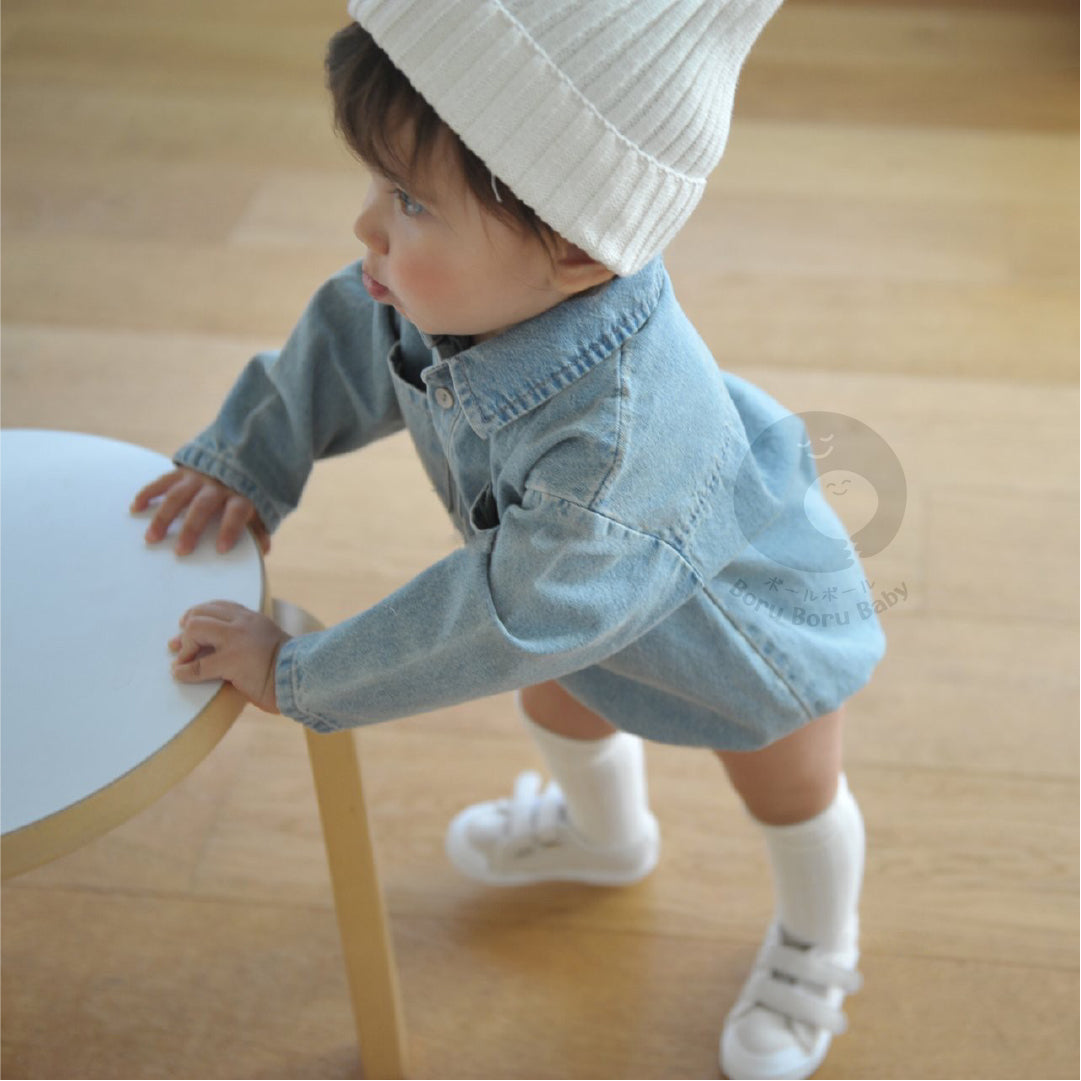Sora Denim Romper UNISEX - Kemeja Bayi Denim Unisex