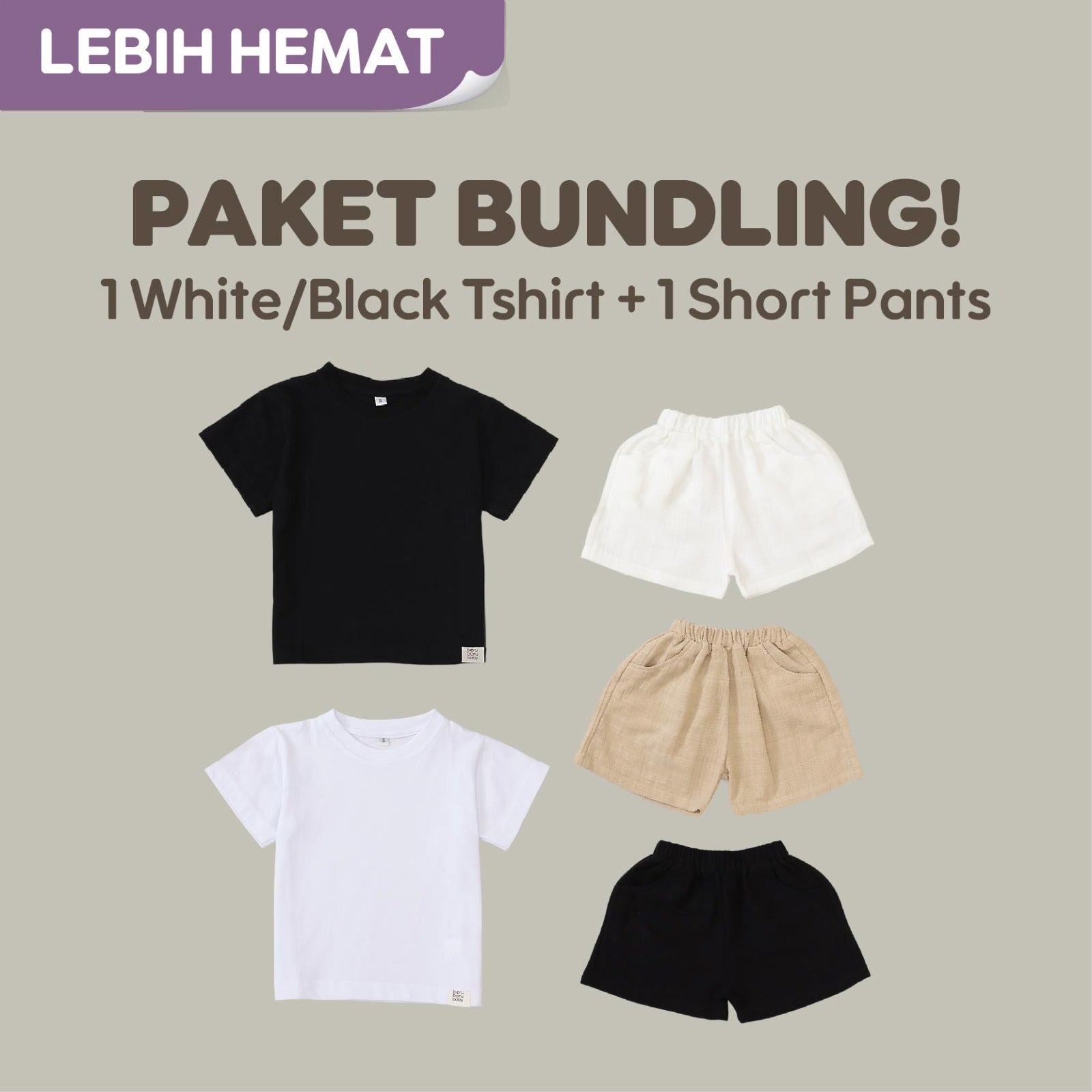 Paket Bundling - Bundling Tshirt & Short Pants - Baju Bayi Celana Anak