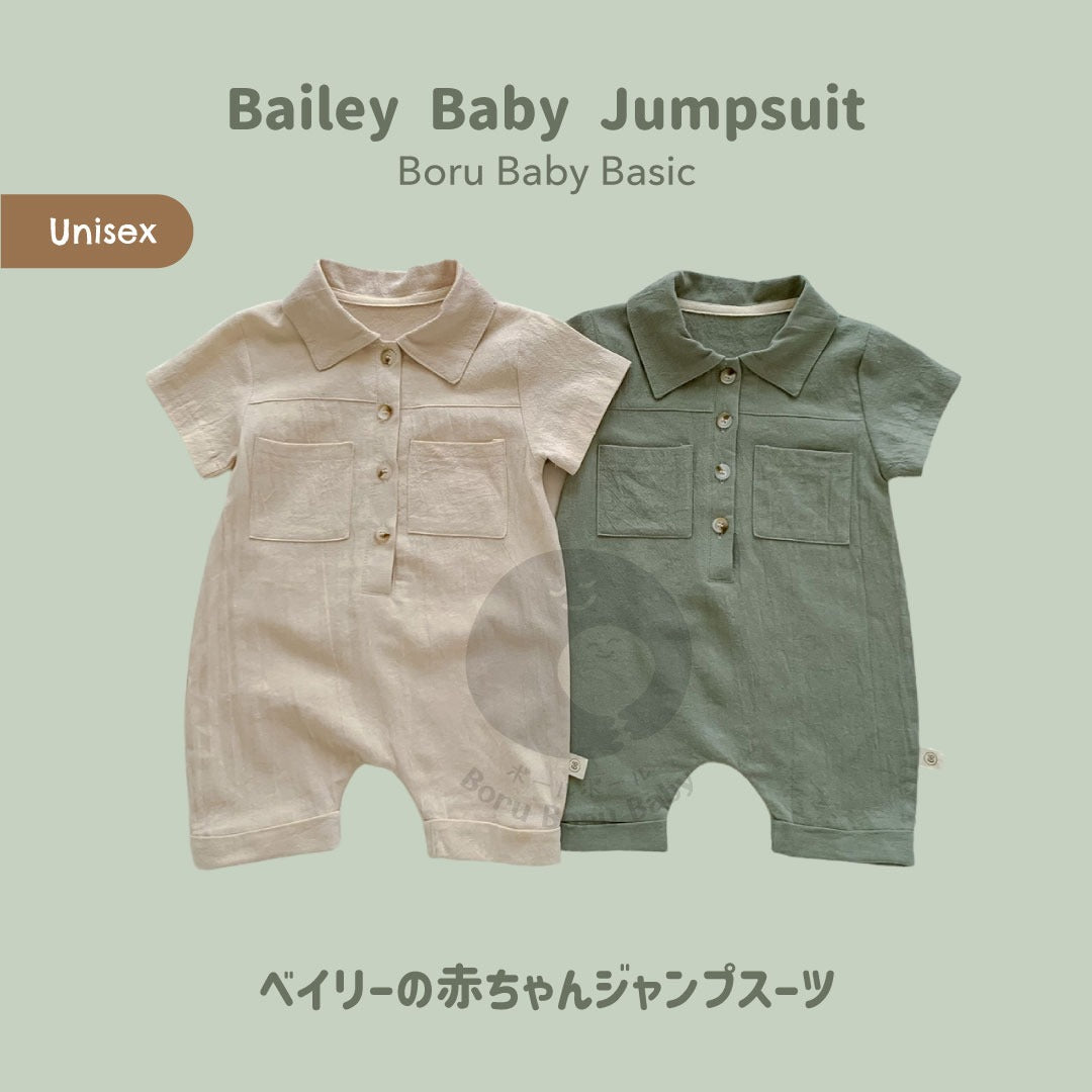 Kemaja Jumpsuit Baby Bailey UNISEX - Kemeja Terusan Bayi - Kemeja Linen Bayi