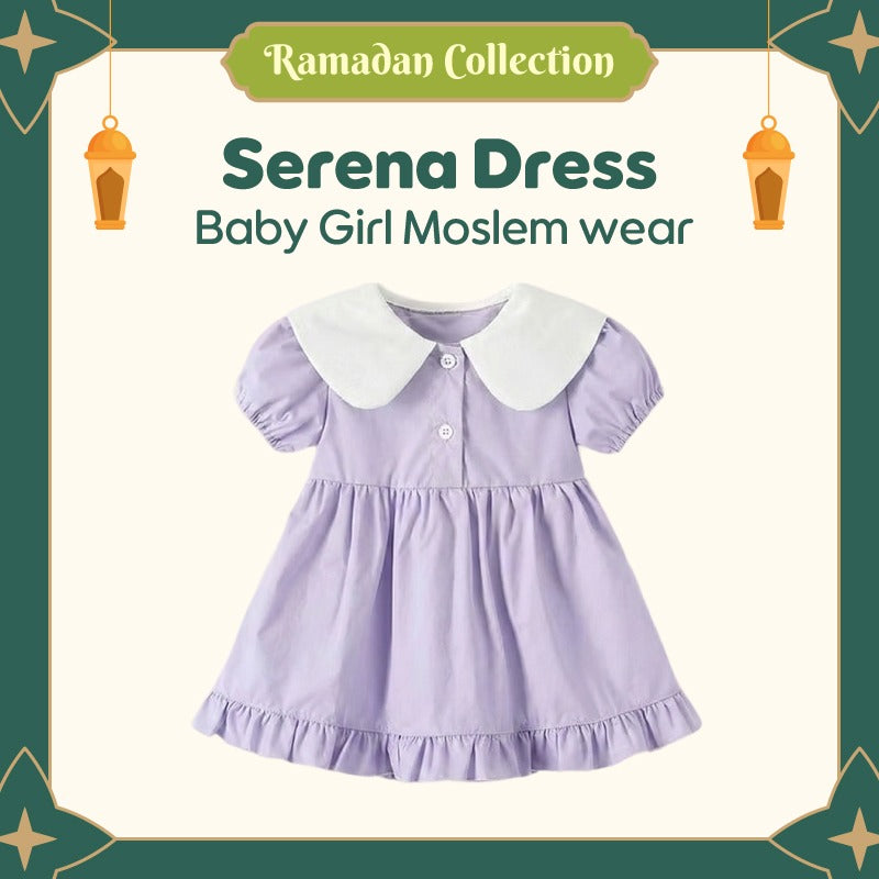 Baju Bayi Europe Style - Serena Dress Bayi - Baju Rok Bayi Tangan Panjang Lavender