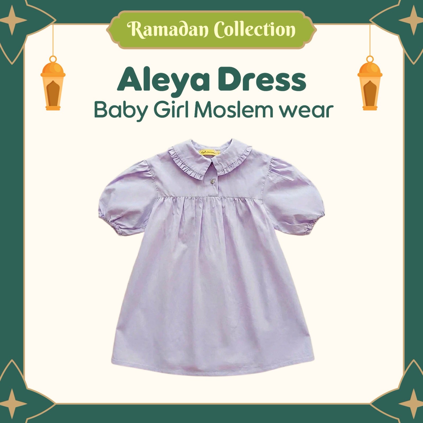 Baju Bayi Perempuan - Aleya Lavender Dress Gamis - Baju Rok Bayi