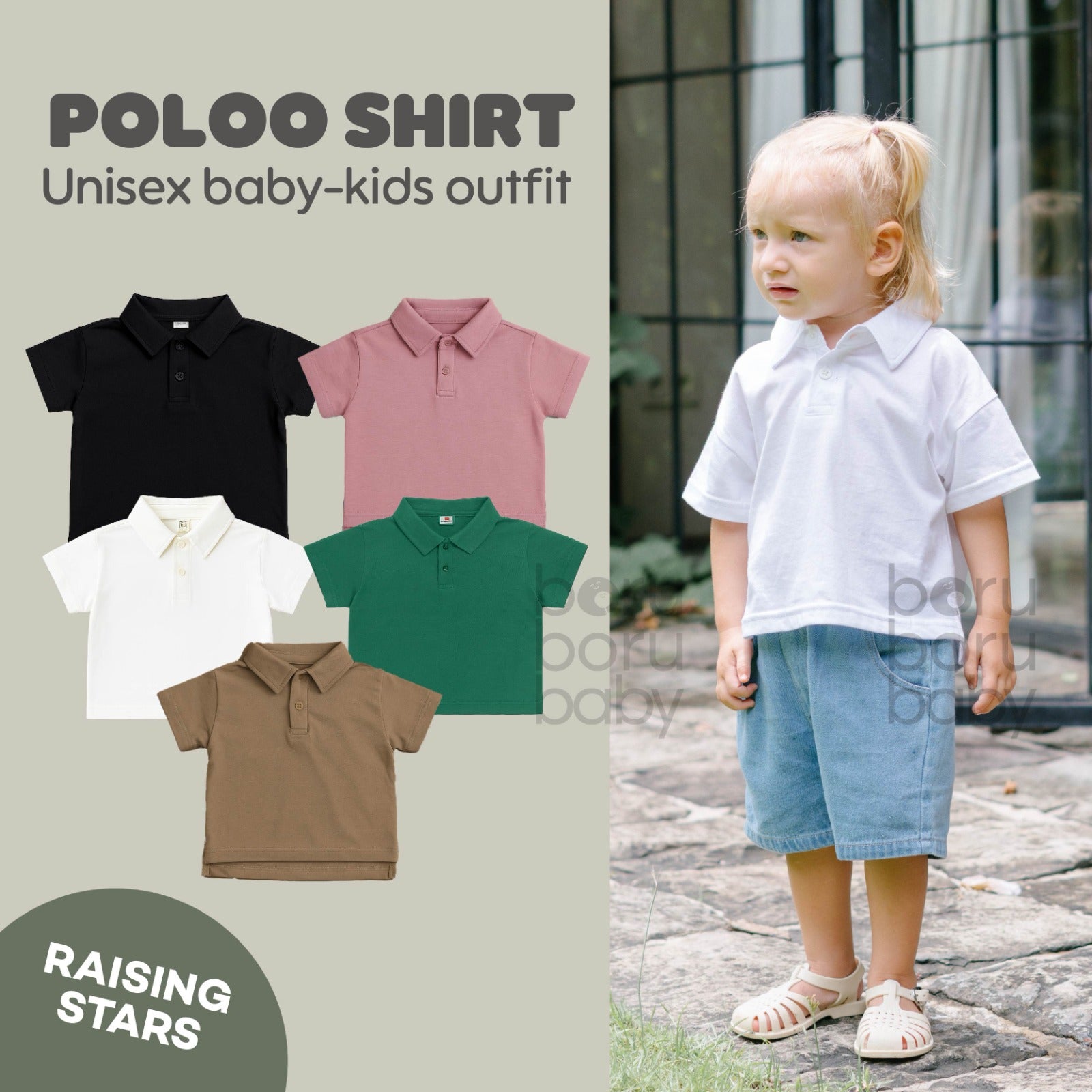 POLOO Tshirt - polo baby kids basic - polo Oversize Shirt anak sport