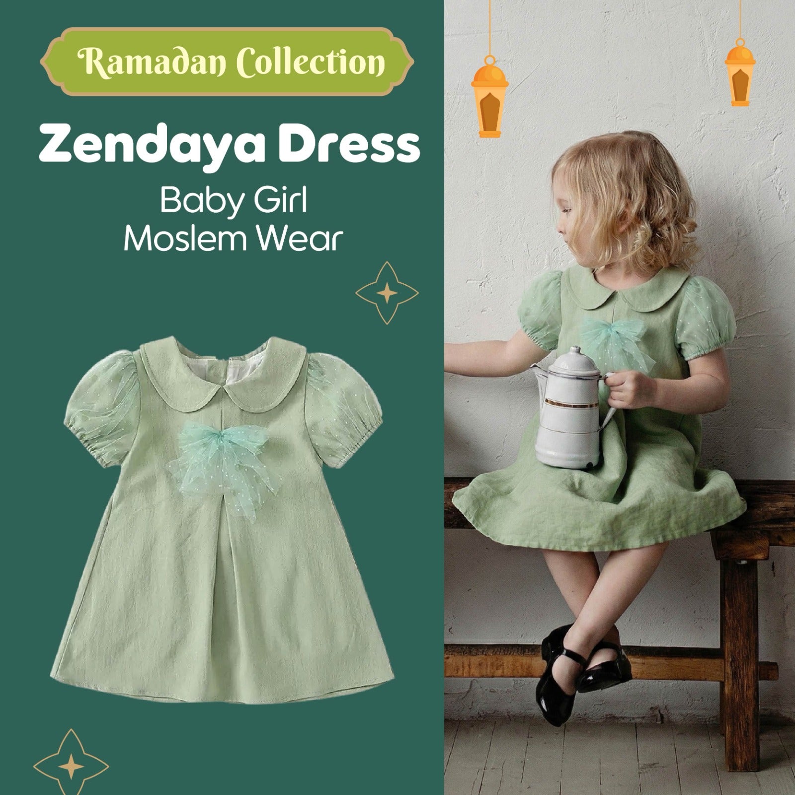 Baju bayi perempuan - Zendaya Lavender Dress Muslim - Baju Rok Bayi