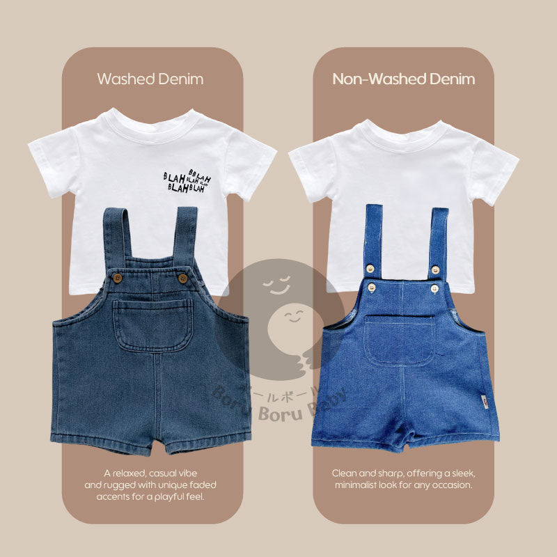 Baby Denim Jumpsuit Set - Kaos Denim Jumpsuit Bayi - Basic Tshirt Rompi Jeans