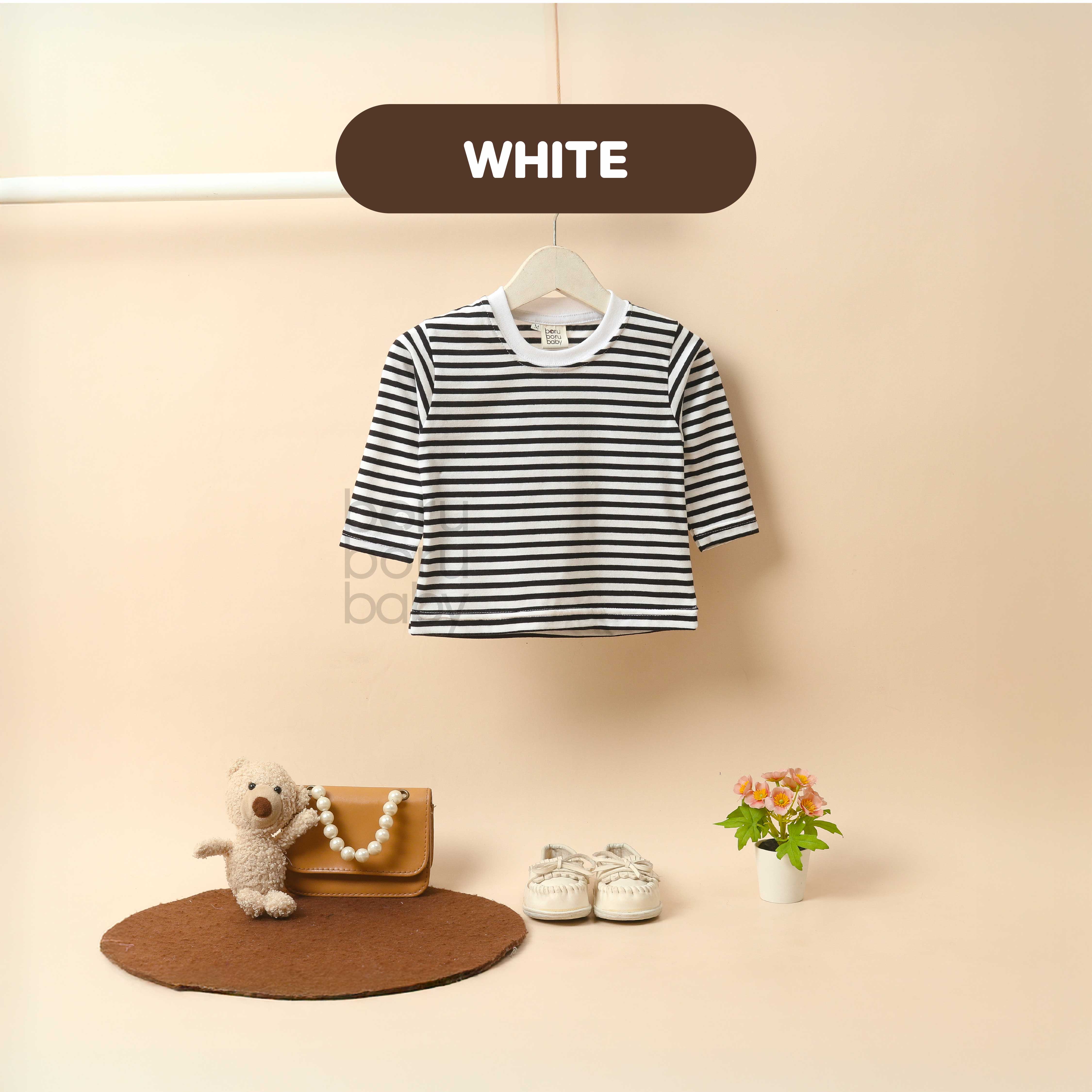 Paket Bundling - Bundling Long Stripe Tshirt & Denim Short Pants - Baju Bayi Celana Anak