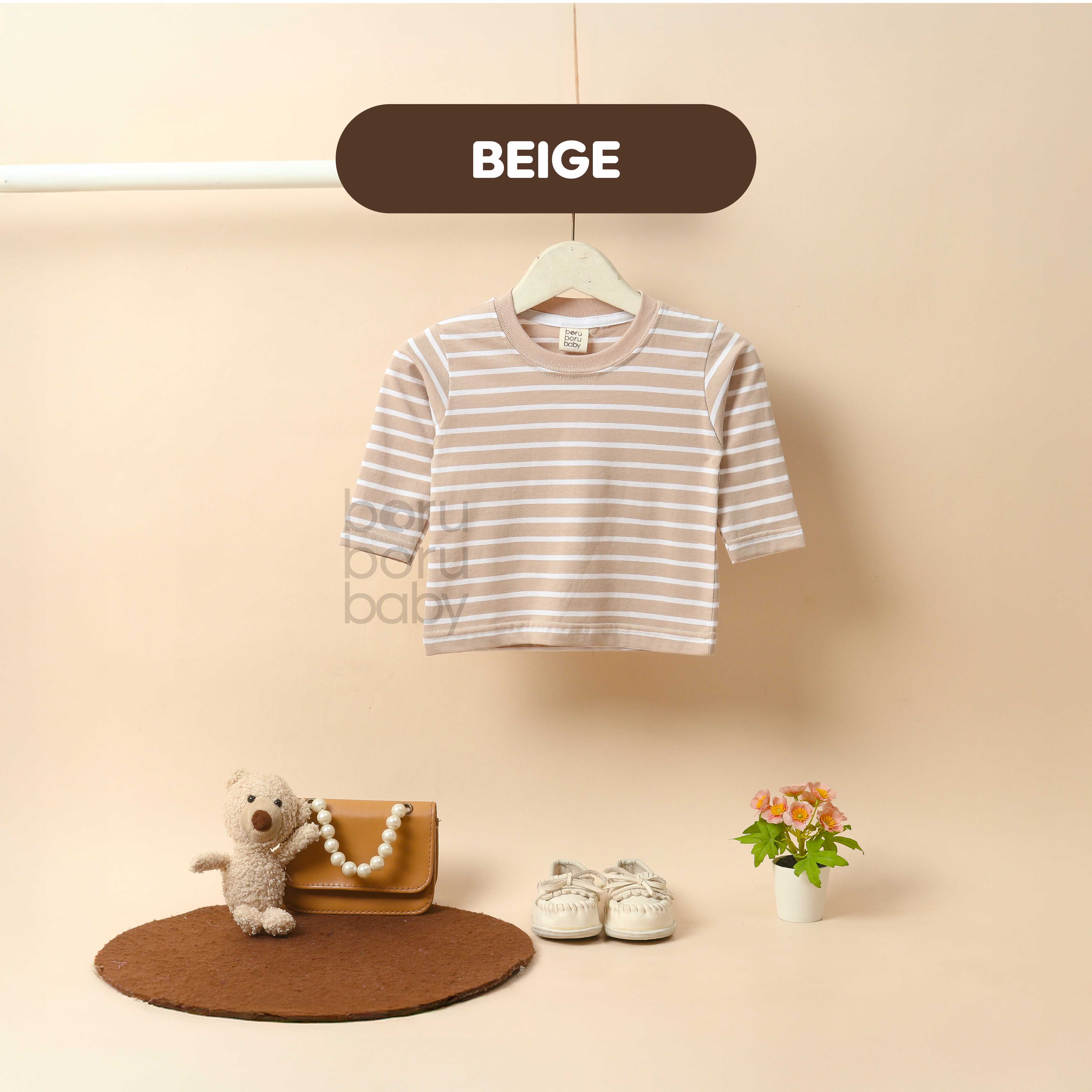 BUY 1 GET 1 NEW BORN Baby Stripe Shirt - Kaos Tangan Panjang Polos Stripe Bayi - Tshirt Long Sleeve Pattern Garis Mix Match