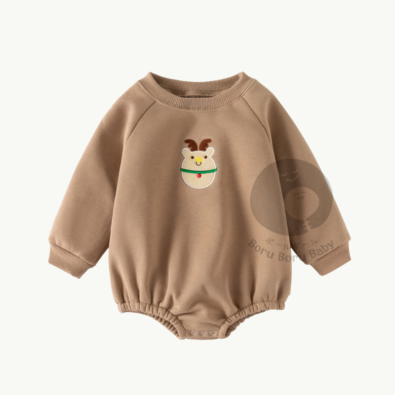 Baju bayi natal - Brown Rudolf Sweater - kostum natal bayi