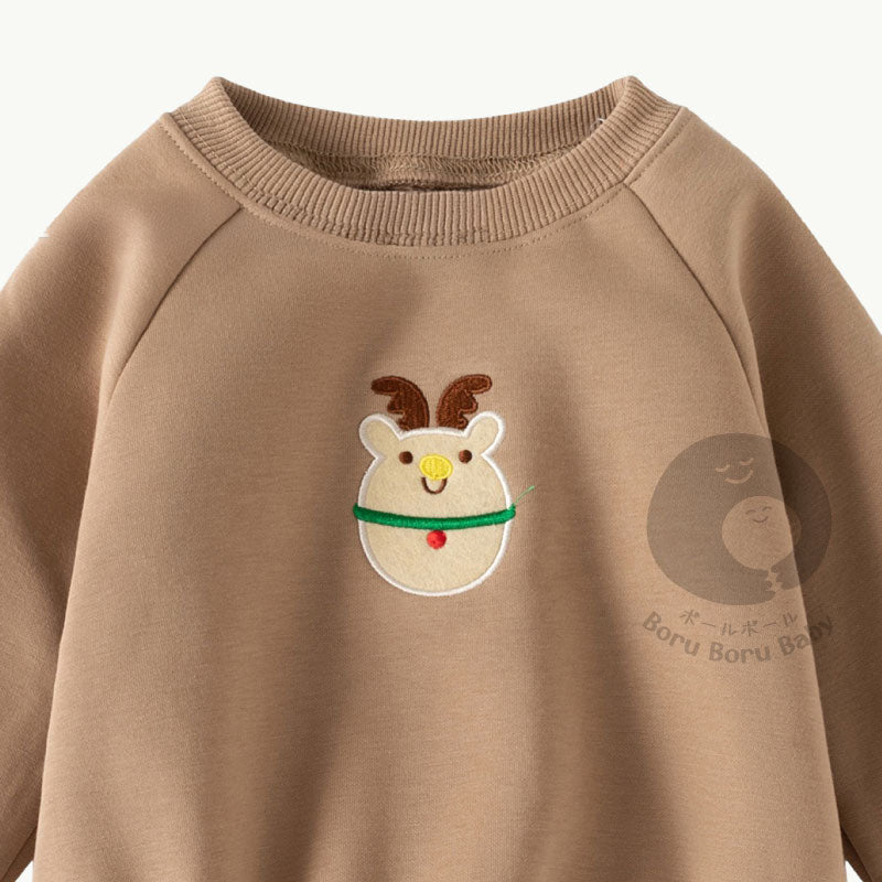 Baju bayi natal - Brown Rudolf Sweater - kostum natal bayi