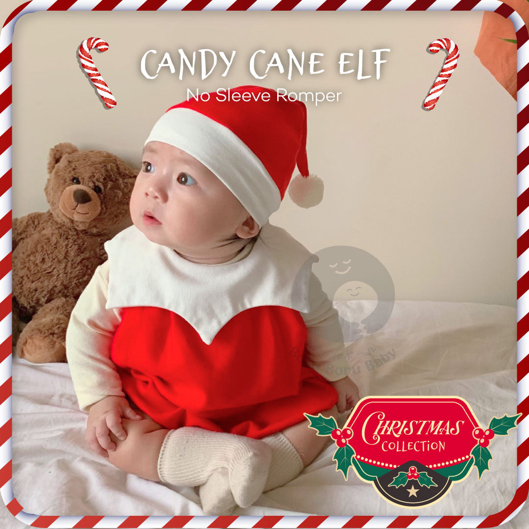 Baju bayi natal - Christmas Candy Cane Romper Set - kostum natal bayi