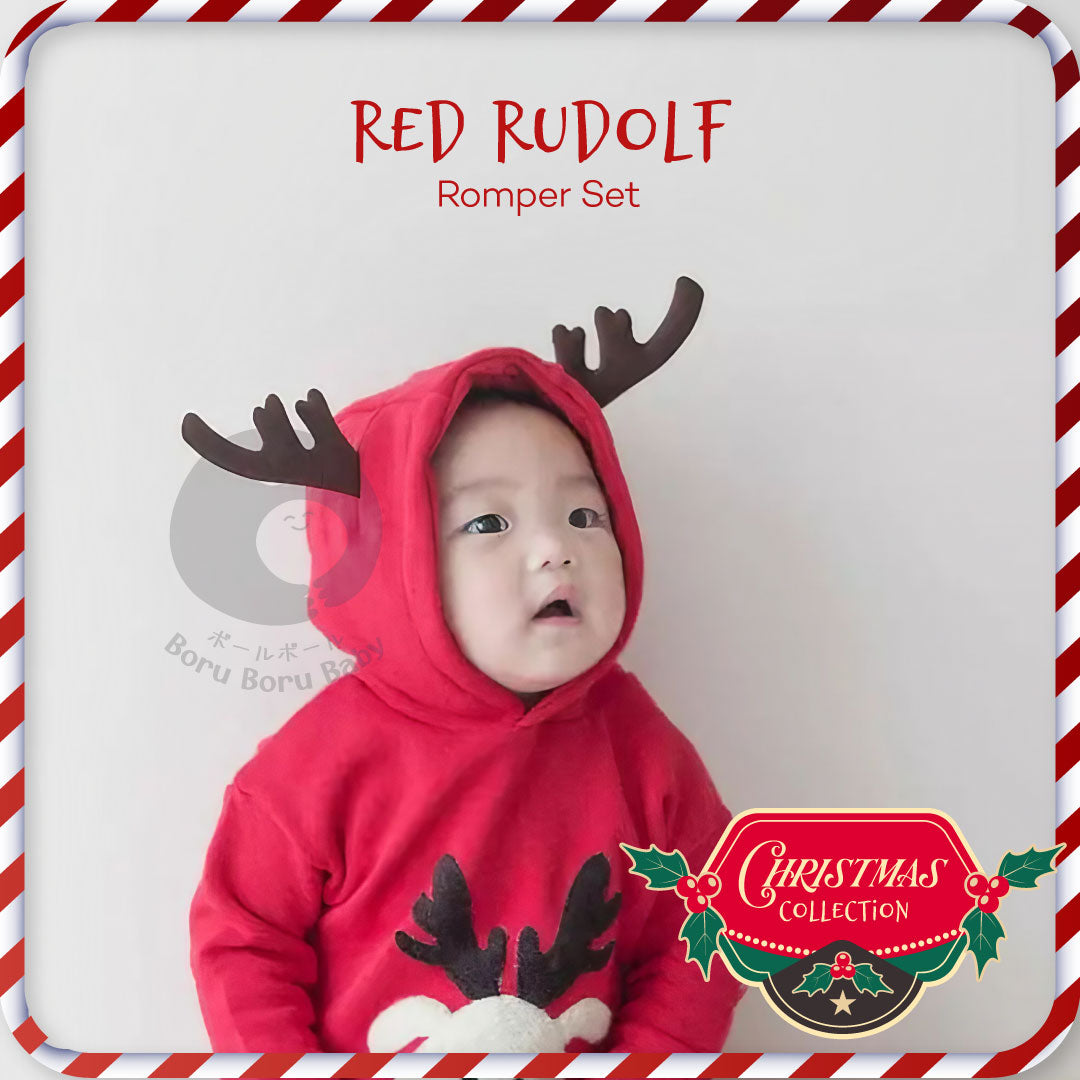 Baju bayi natal - Red Rudolf Christmas - kostum natal bayi