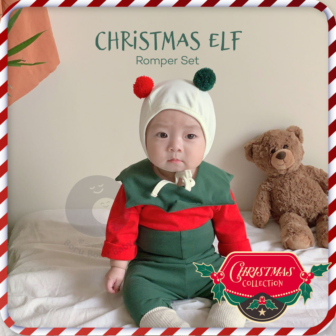 Baju bayi natal - Christmas Elf romper - kostum natal bayi