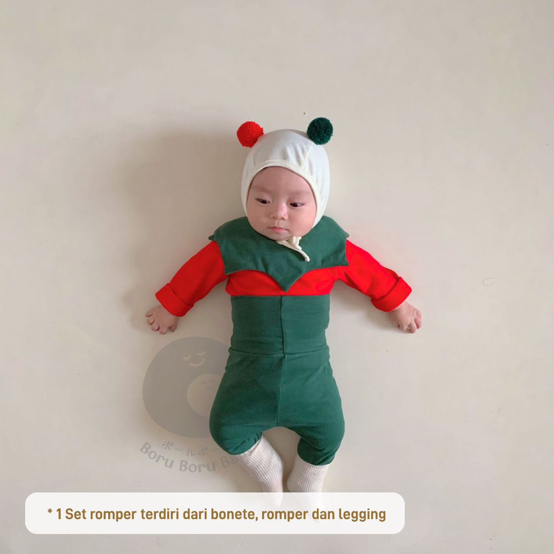 Baju bayi natal - Christmas Elf romper - kostum natal bayi