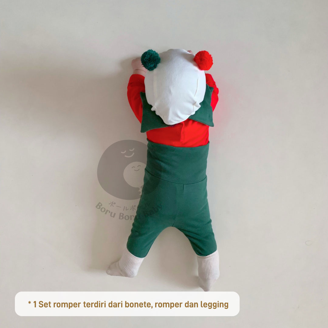 Baju bayi natal - Christmas Elf romper - kostum natal bayi