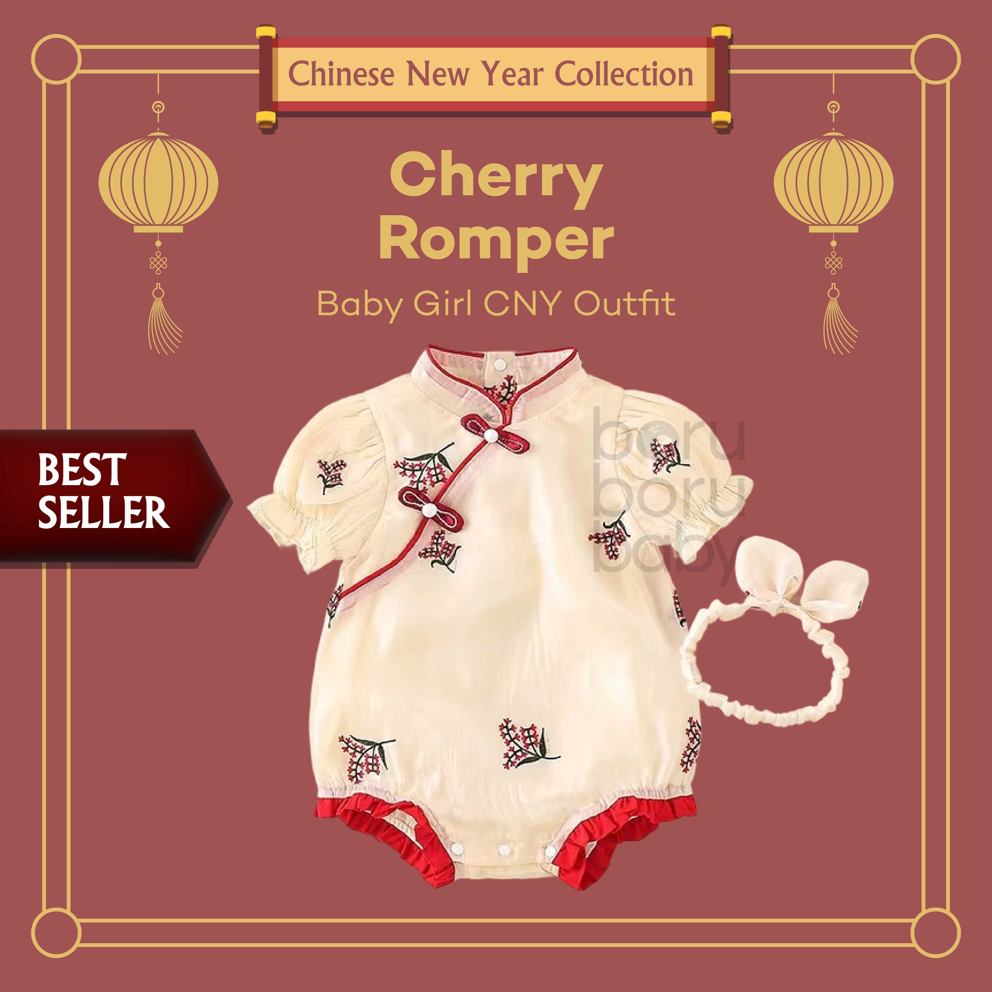 Baju bayi Imlek - Little Cherry Romper - Kimono Chinese New Year - Baju Sinchia