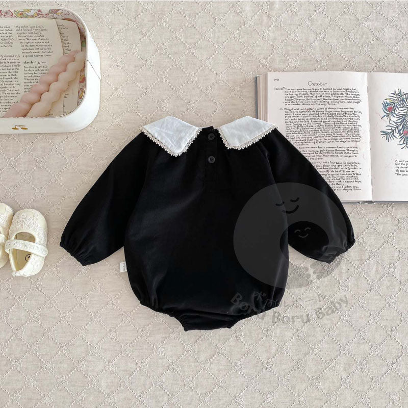 Black Cierra Baby Girl Romper - Baju Dress Bayi Hitam - Baju Anak Japan Style