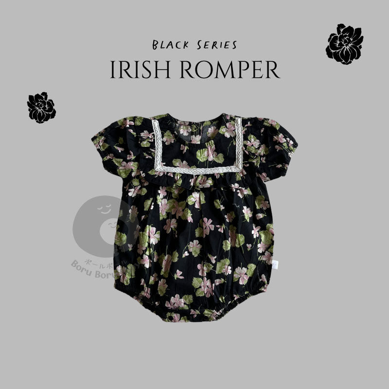 Black Irish Baby Girl Romper - Baju Bayi Motif Bunga - Baju Anak Korean Style