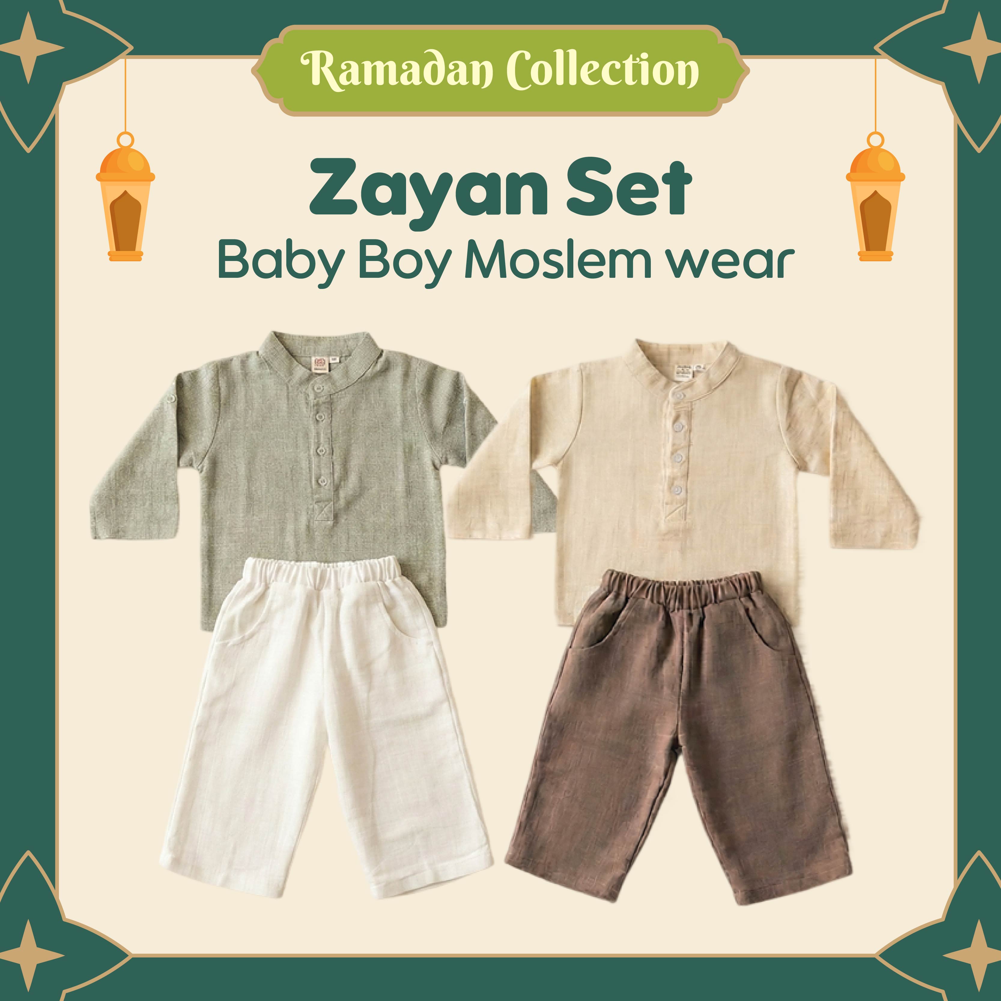 Baju Bayi Muslim Paket - Zayan Baju Koko Set - Kemeja Celana Casual