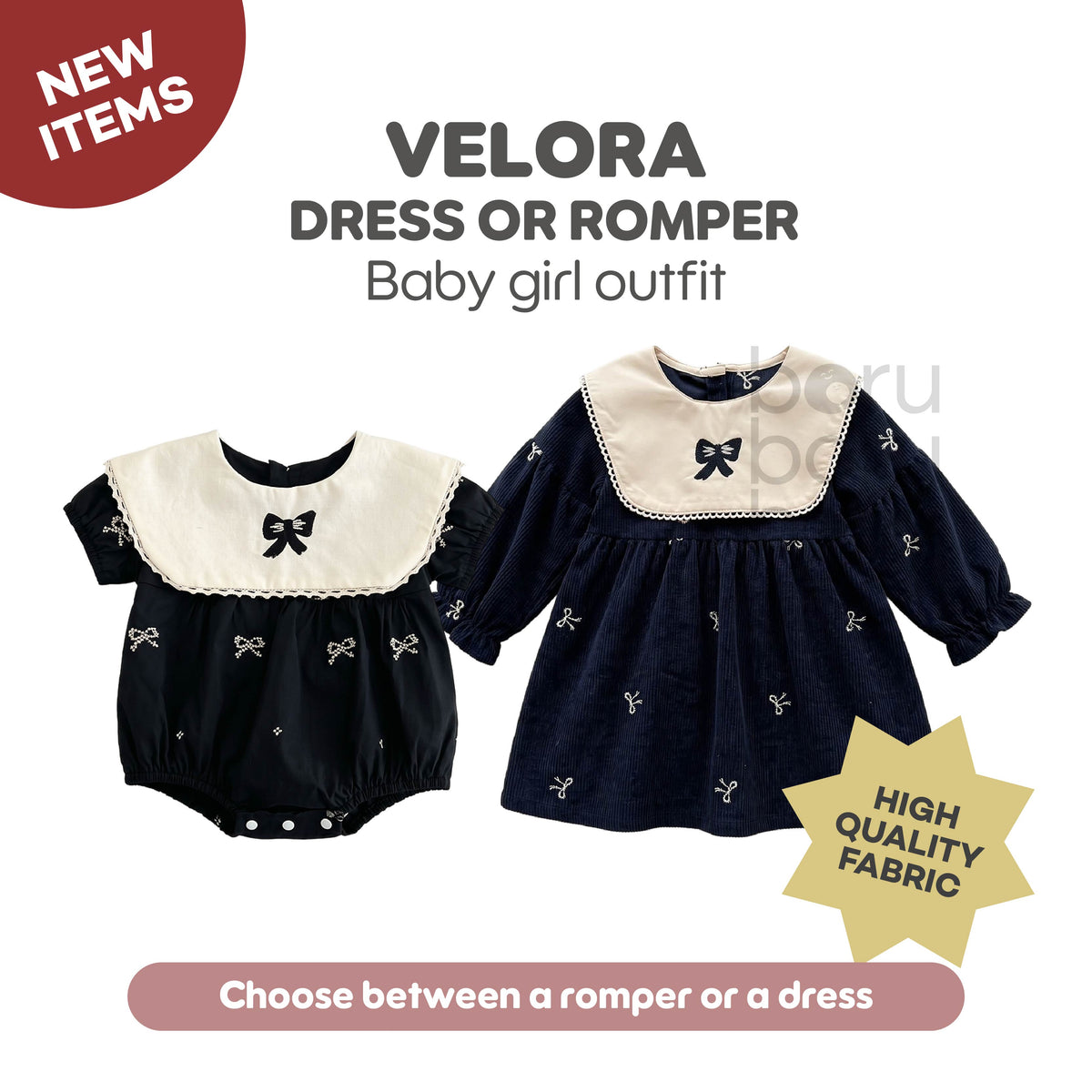 Velora romper & dress - Romper Dress Bayi Perempuan - Baby Girl Dress