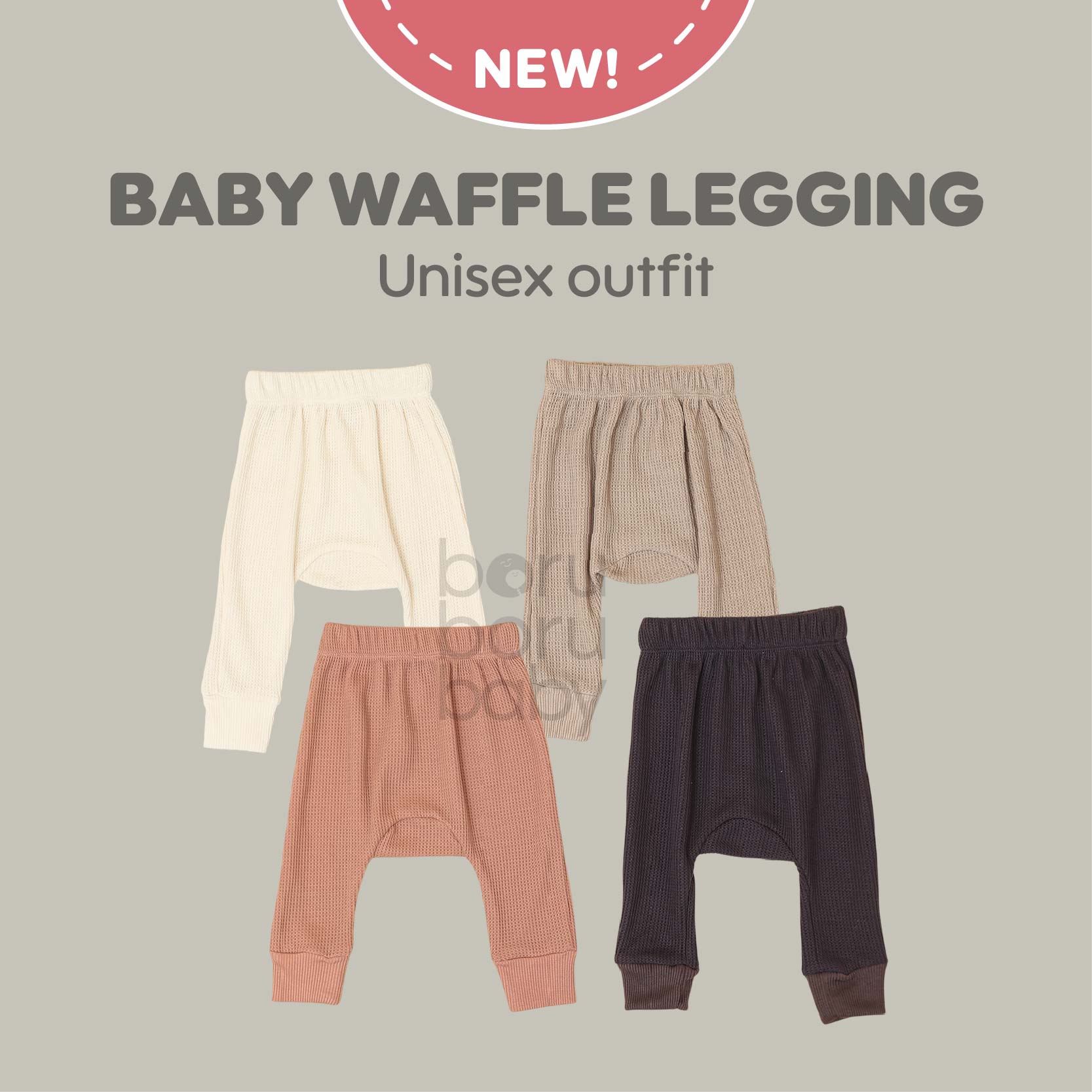 Legging Waffle Unisex - Celana Bayi Newborn - Celana Waffle Stretch Newborn