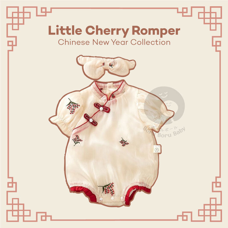 Baju bayi Imlek - Little Cherry Romper - Kimono Chinese New Year - Baju Sinchia