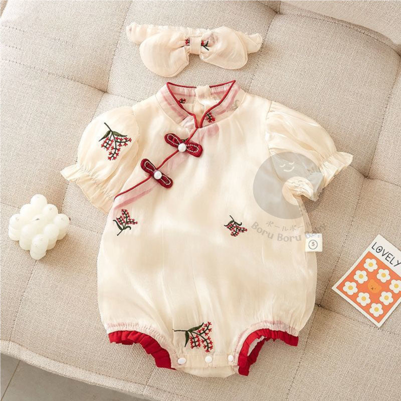 Baju bayi Imlek - Little Cherry Romper - Kimono Chinese New Year - Baju Sinchia