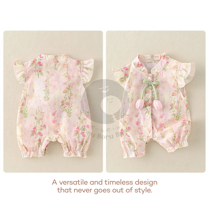 Baju bayi Imlek - Peony Romper - Kimono Chinese New Year - Baju Sinchia