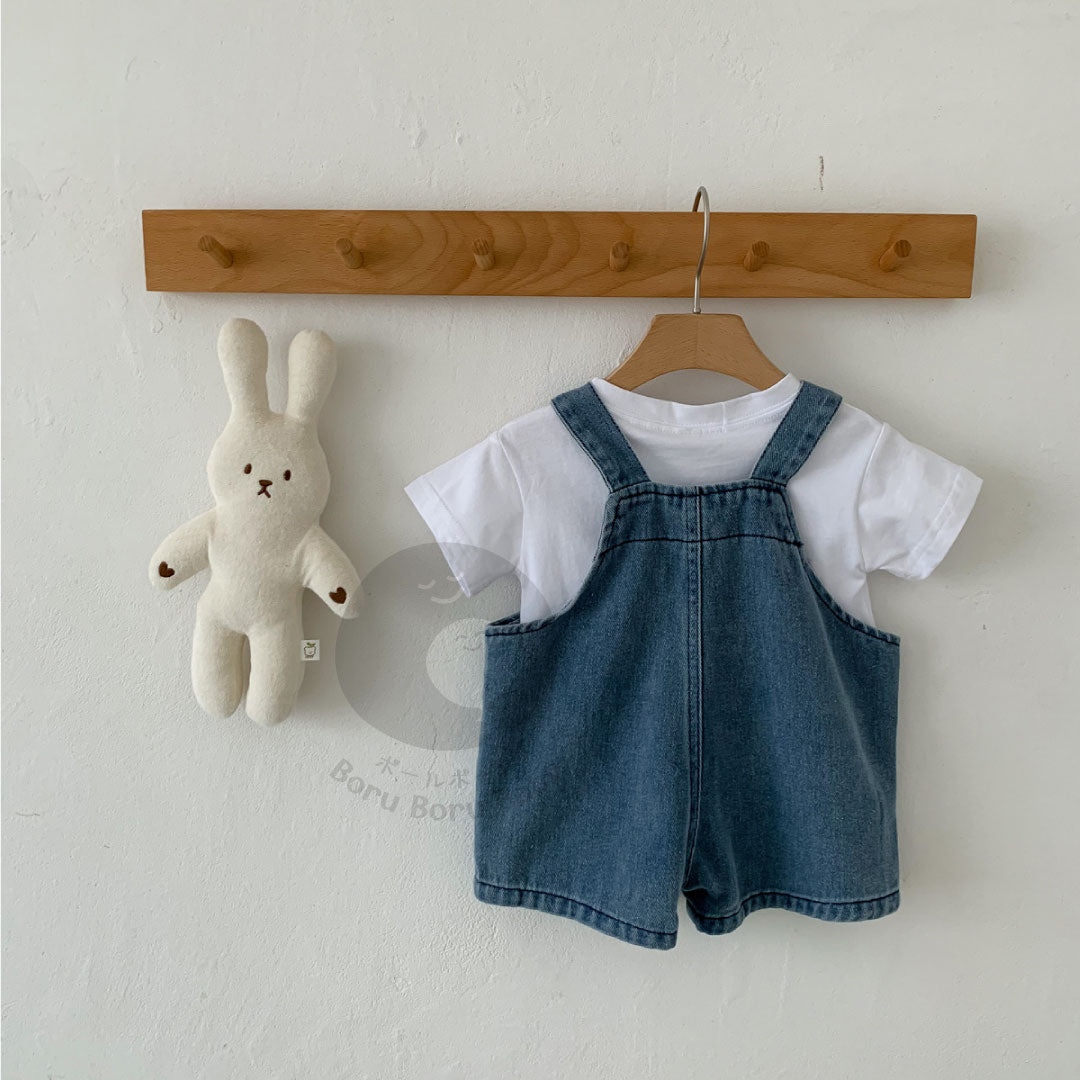 Baby Denim Jumpsuit Set - Kaos Denim Jumpsuit Bayi - Basic Tshirt Rompi Jeans