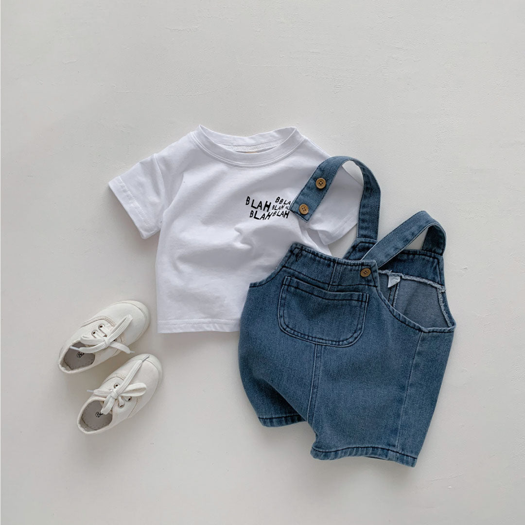 Baby Denim Jumpsuit Set - Kaos Denim Jumpsuit Bayi - Basic Tshirt Rompi Jeans