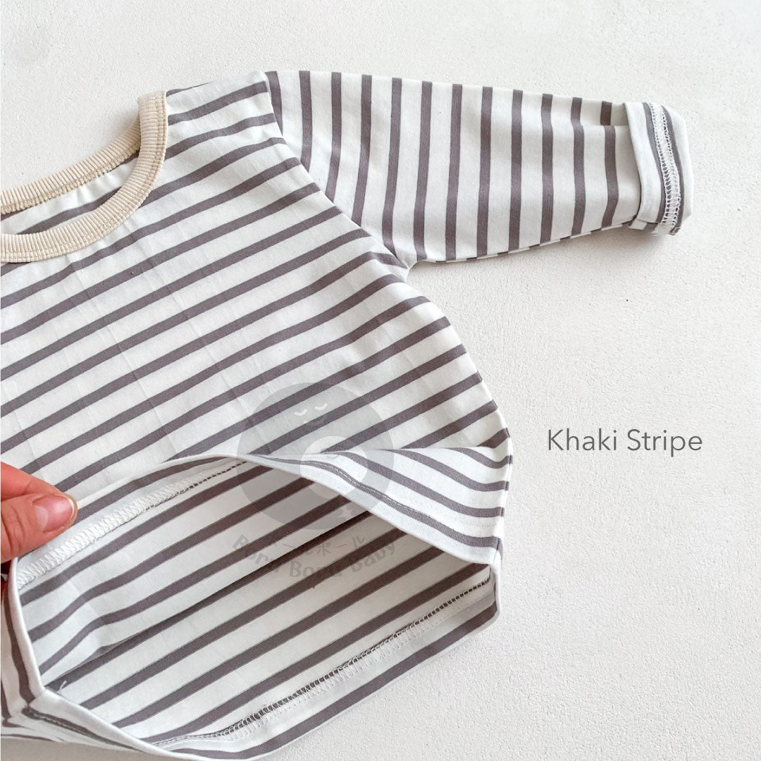 Baby Strip Shirt - Kaos Tangan Panjang Polos Stripe Bayi - Tshirt Long Sleeve Pattern Garis Mix Match