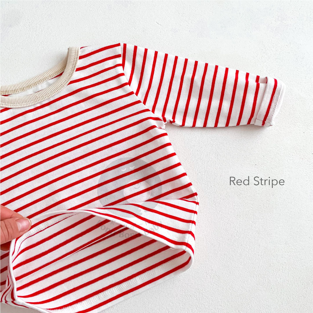 Baby Strip Shirt - Kaos Tangan Panjang Polos Stripe Bayi - Tshirt Long Sleeve Pattern Garis Mix Match